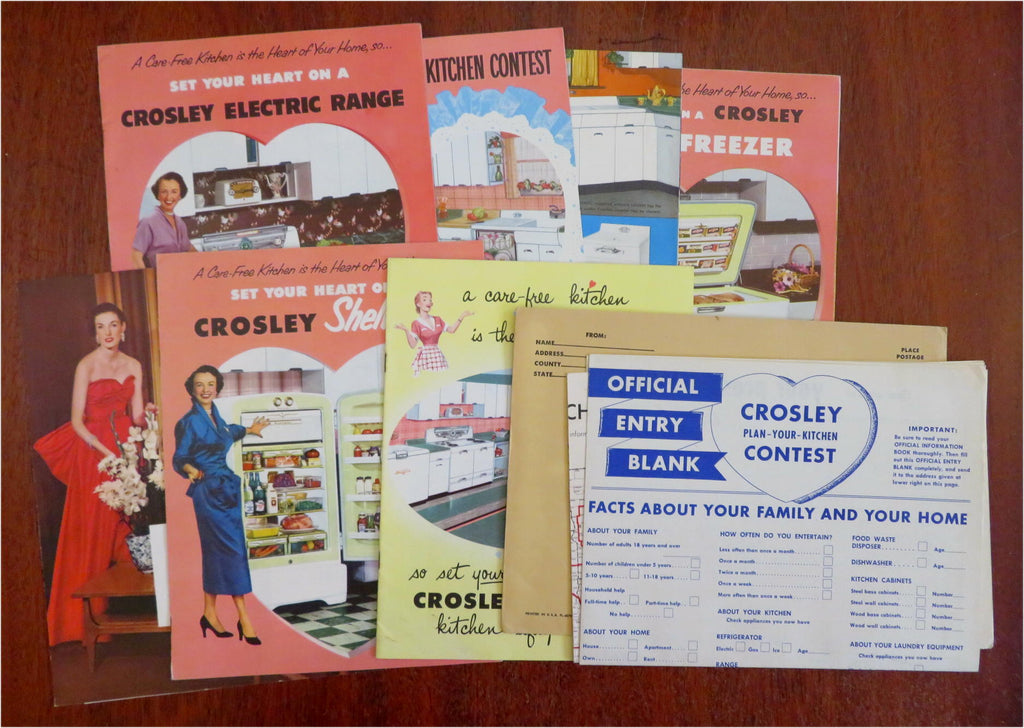 Crosley Kitchen 1952-54 Equipment Lot x10 Pictorial Trade catalogues & prize map