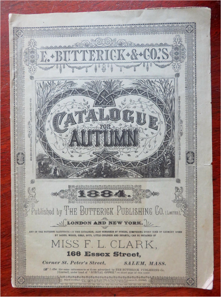 E. Butterick Men's & Women's Fashion Catalog 1884 illustrated periodical