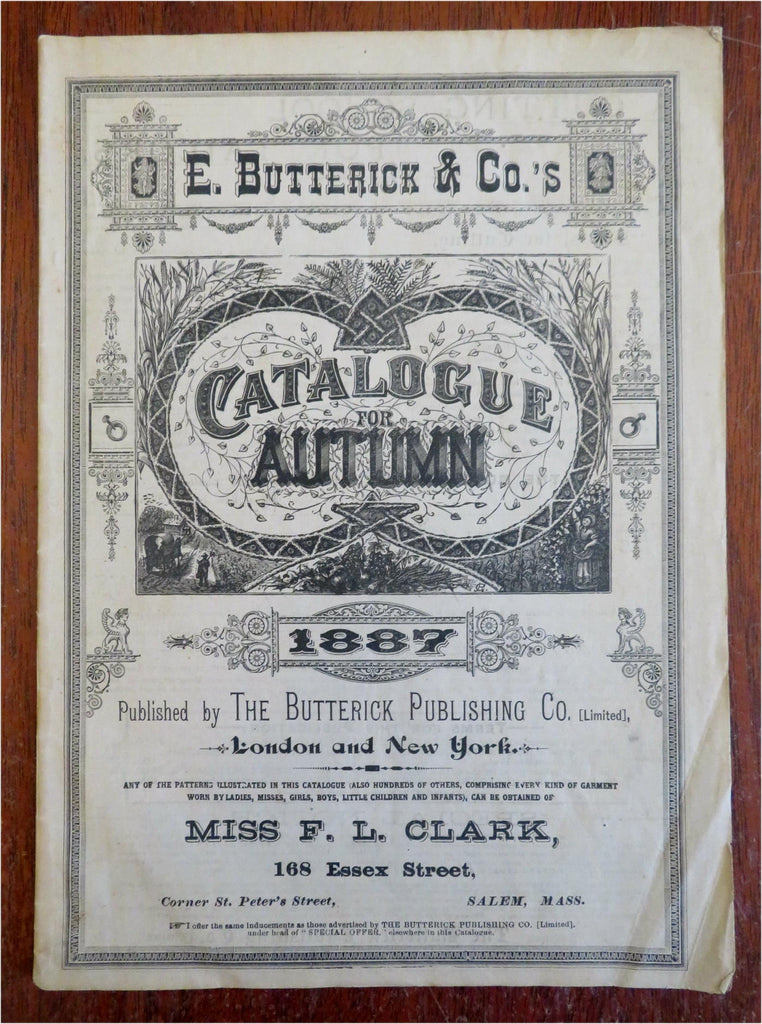 E. Butterick Autumn Catalog Men's & Women's Fashion 1887 illustrated periodical