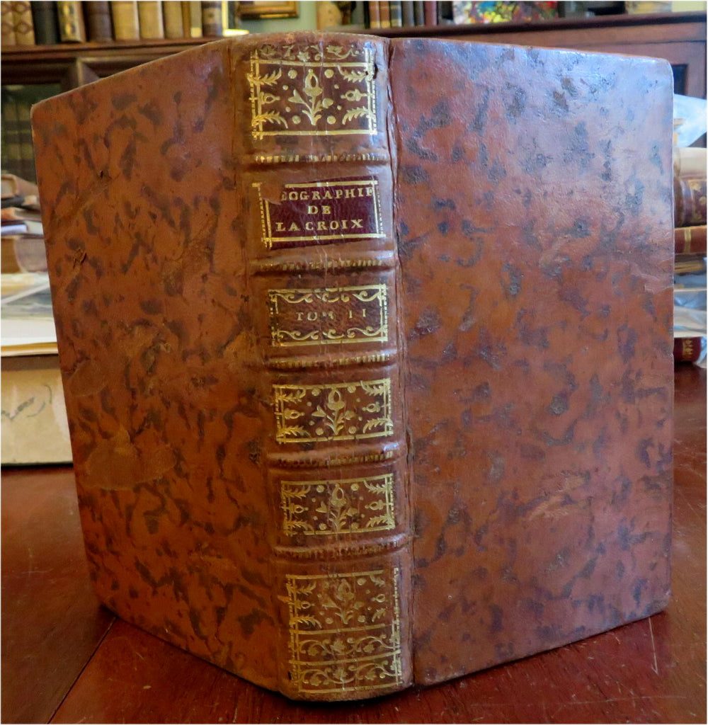 World Described Geography 1773 de la Croix & Bruyere lovely French leather book