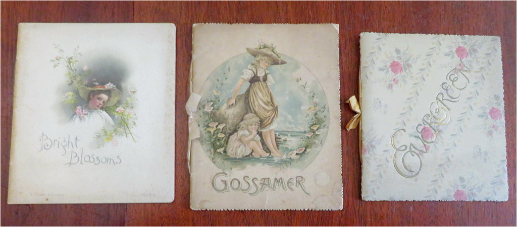 Poetry Gift Books Chromolithography c. 1880-90's color lithography lot x 3 books
