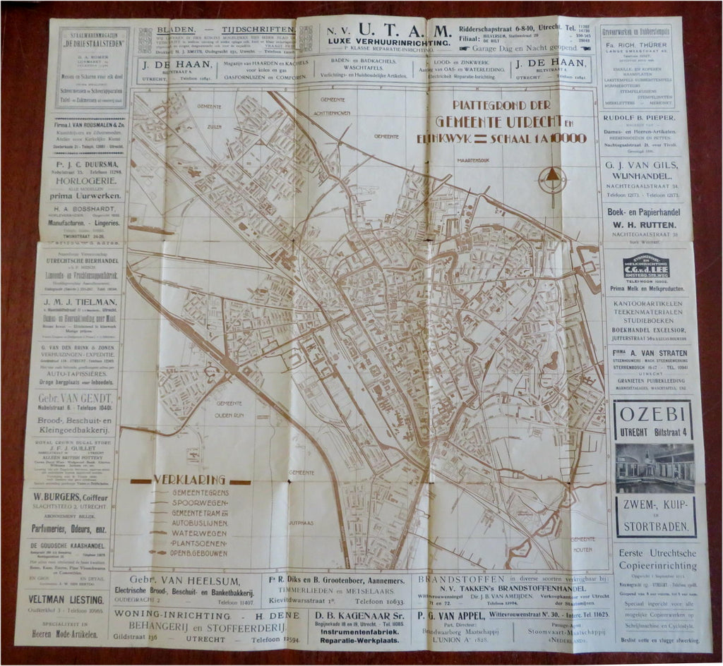 Utrecht Netherlands Tourist City Plan c. 1920 large folding travel brochure