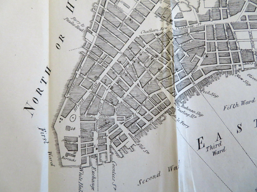 New York City in 1791 Lower Manhattan Long Island 1851 historical city plan map