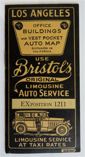 Bristol's Limousine Service California Travel Booklet Road Map c. 1920's promo