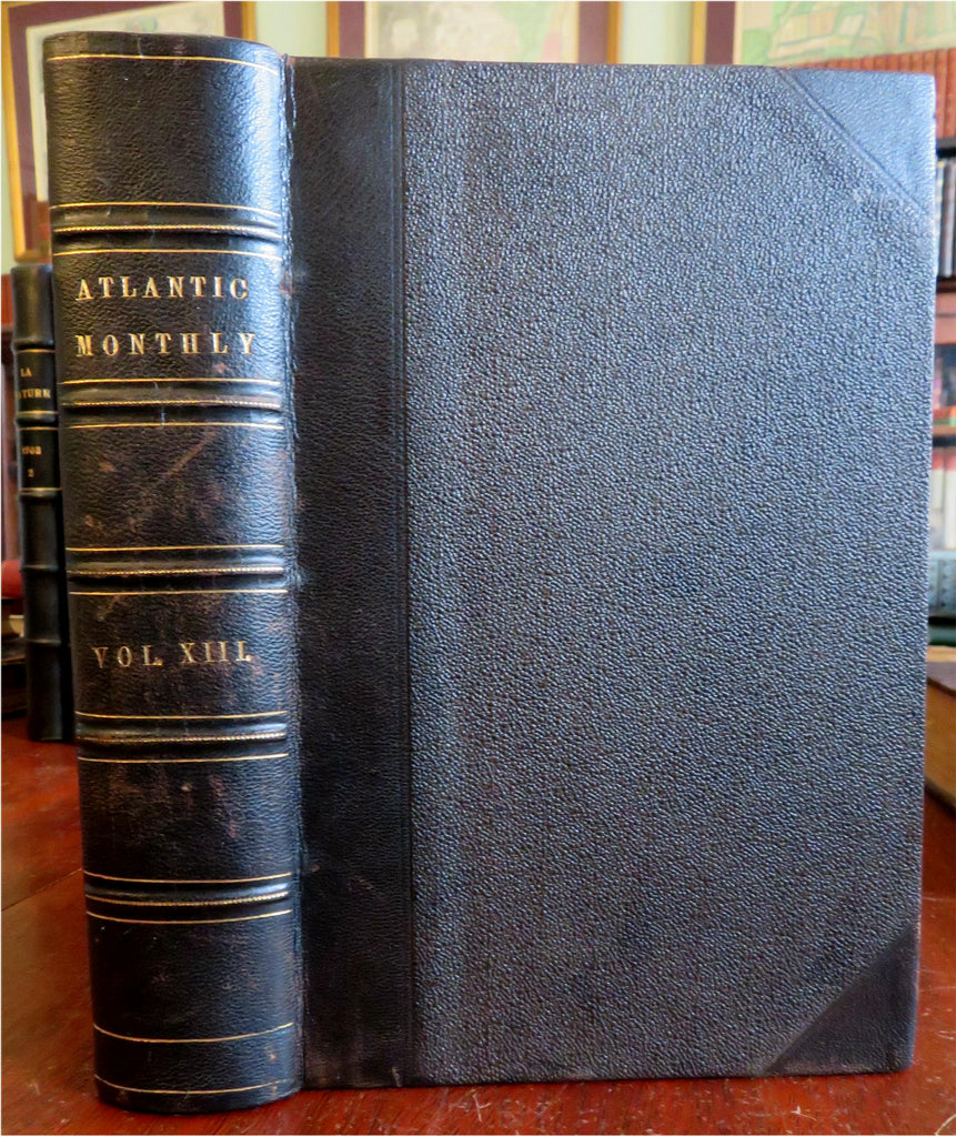 Atlantic Monthly 1864 Jan-Dec leather book w/ Stowe Longfellow Thoreau Whittier