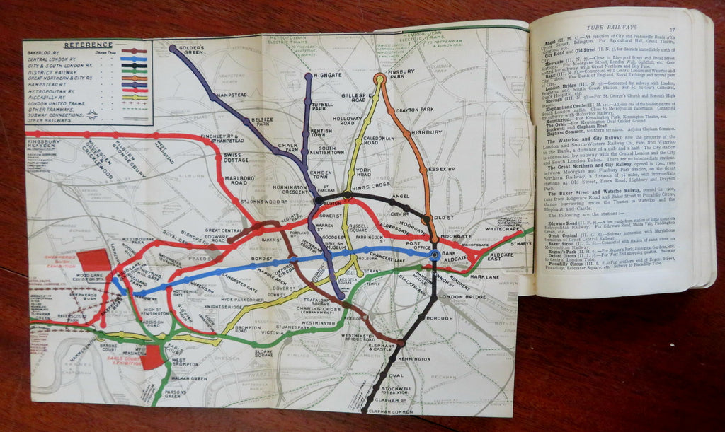 London & Environs U.K. Railways 1910 travel guide w/ city maps Underground tube