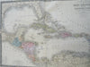 Caribbean Sea Cuba Jamaica Bahamas 1875 Brue large detailed map hand color