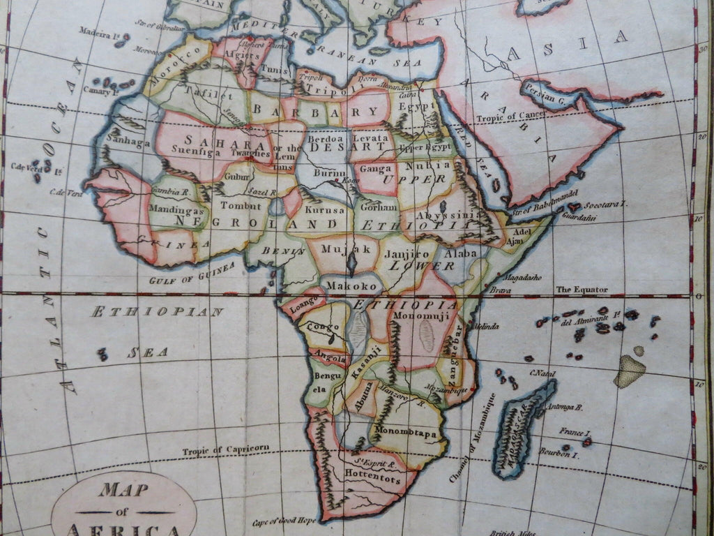 Africa Continent Egypt Madagascar Guinea Abyssinia 1793 Neele engraved map