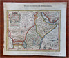 Abyssinian Empire East & Central Africa Red Sea c.1630s Hondius hand color map