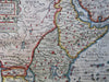 Abyssinian Empire East & Central Africa Red Sea c.1630s Hondius hand color map