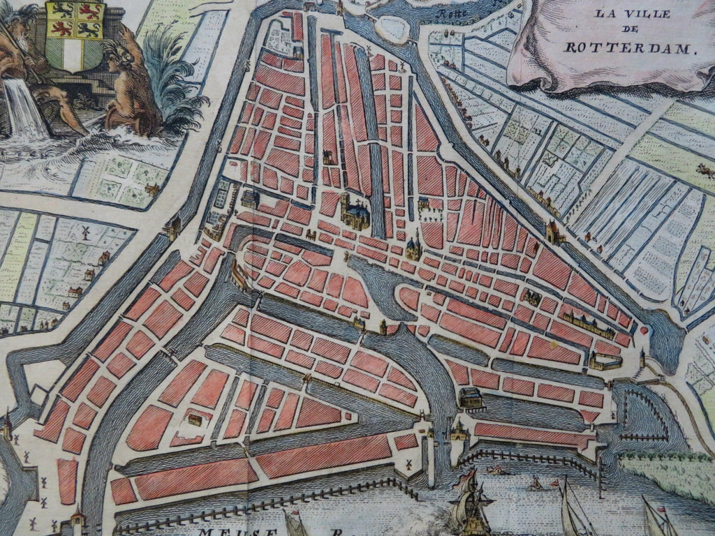 Rotterdam Holland Netherlands Nederland 1720 Harrewijn decorative city plan map