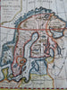 Scandinavia Sweden Norway Finland Baltic Sea 1750 hand color engraved map