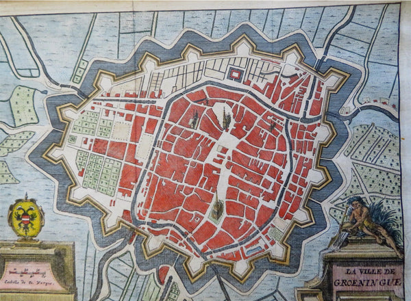 Groningen Netherlands City Plan Military Fortifications 1720 Harrewyn Dutch map