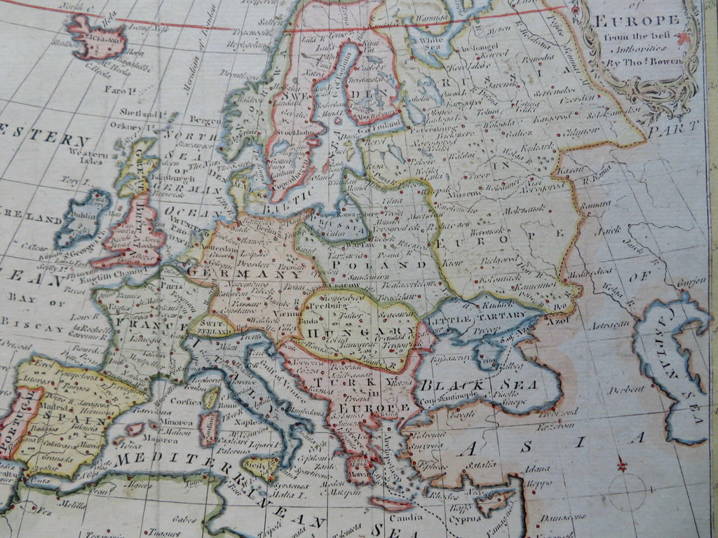 Europe Holy Roman Empire Ottoman Empire 1786 Bowen hand color map