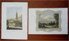 Lot x 2 New York City Views St. Paul's Manhattan Sailing Ships 1840's prints