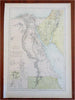 Egypt Sinai Peninsula Sudan Cairo Petra Pyramids of Giza 1865 Black detailed map