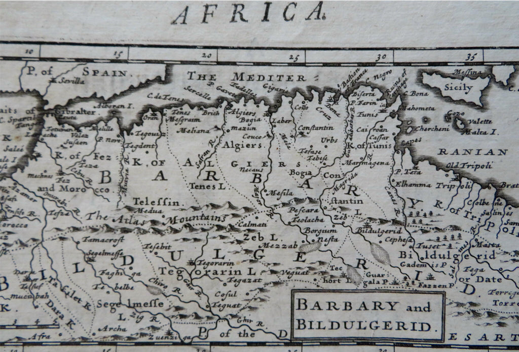 North Africa Barbary Coast Bildulgerid Morocco Algeria Tripoli Fez c. 1700 map