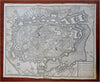 Mons Hainaut Belgium c. 1745 Basire pictorial city plan churches fortifications