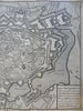Mons Hainaut Belgium c. 1745 Basire pictorial city plan churches fortifications