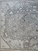 Mons Hainaut Belgium c. 1745 Basire pictorial city plan churches fortifications