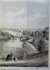 Central Park NYC Oak Bridge Boaters Swans 1861 Civil War era landscape view