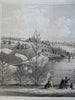 Central Park NYC Oak Bridge Boaters Swans 1861 Civil War era landscape view