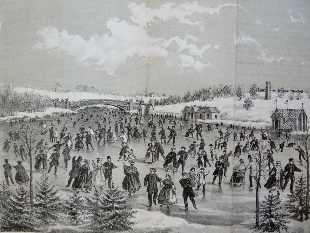 Central Park NYC Ice Skating Pond 1861 Civil War era winter landscape view
