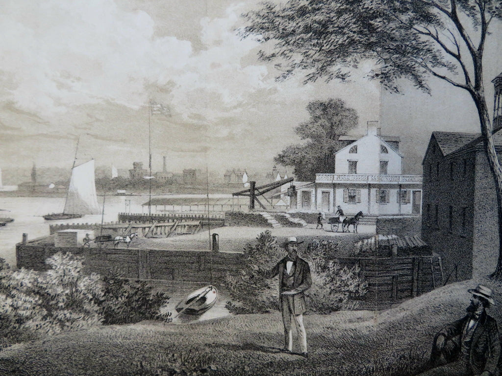 Hellgate Ferry New York City 86th Street 1861 Valentine landscape city view