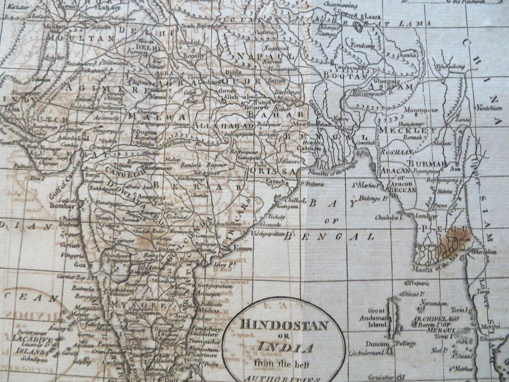 India Mughal Empire Agra Delhi Calcutta Bombay Madras 1796 Doolittle early map