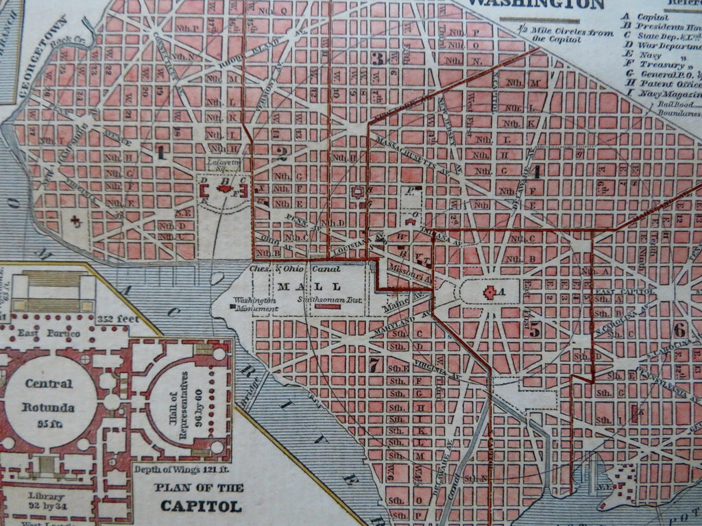 Washington D.C. City Plan Government Buildings Capitol Floor Plan 1853 nice map