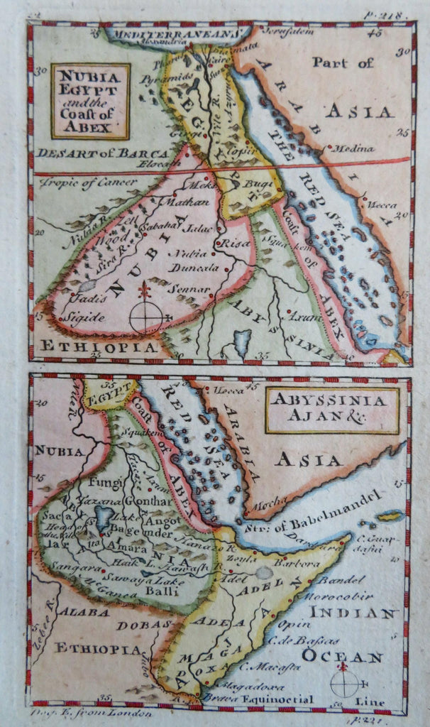 East Africa Egypt Sudan Nubia Abyssinia Cairo Addis Ababa Alexandria 1777 map