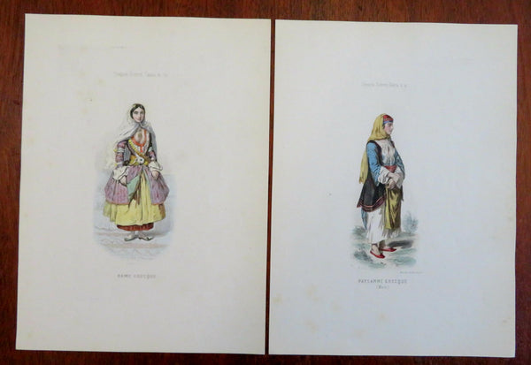 Women of Greece Noble & Peasant Fashion c. 1840-60 Lot x 2 costume pri –  Brian DiMambro