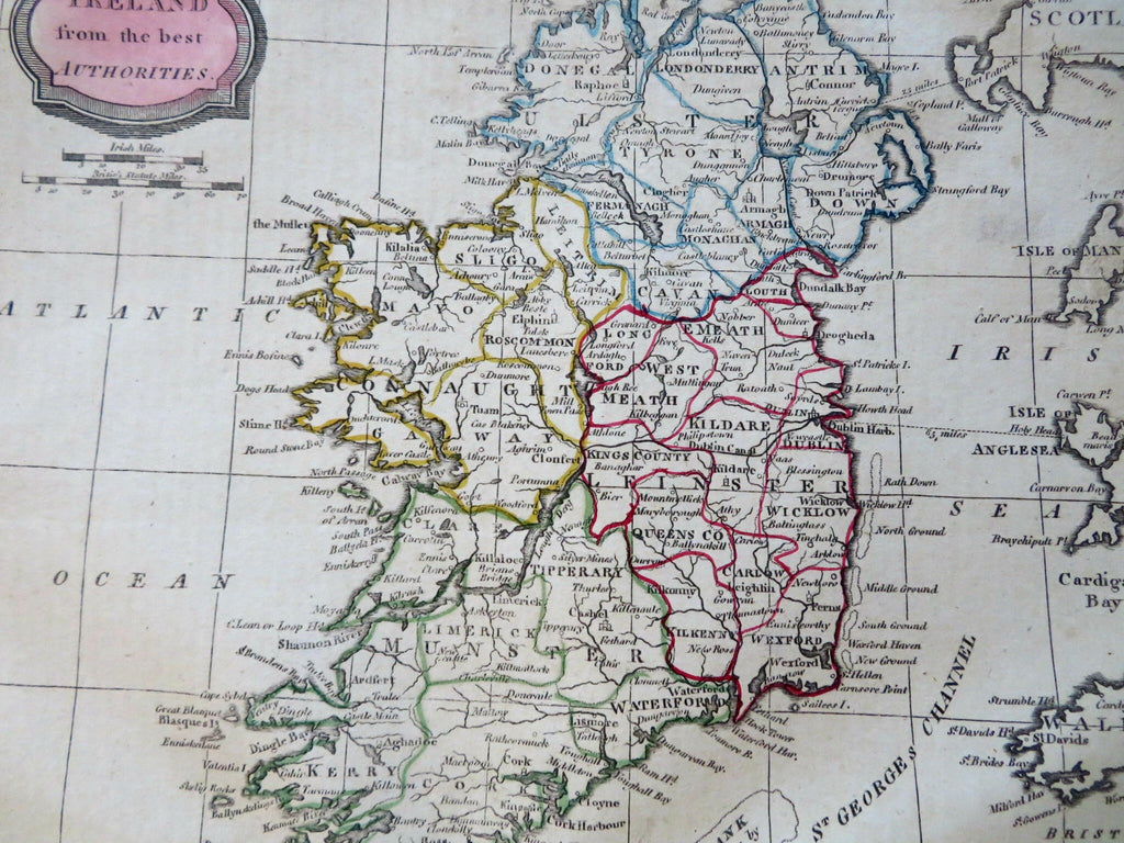 Ireland w/ Discovery Nymph Bay by Capt. Doyle 1806 Barlow & Brightly HC map