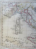 Italy Papal States Kingdom of Naples 1807 Brightly & Barlow old hand color Map