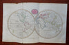 World Map in double hemispheres 1807 Barlow engraved hand color map