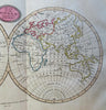 World Map in double hemispheres 1807 Barlow engraved hand color map