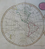 World Map in double hemispheres 1807 Barlow engraved hand color map