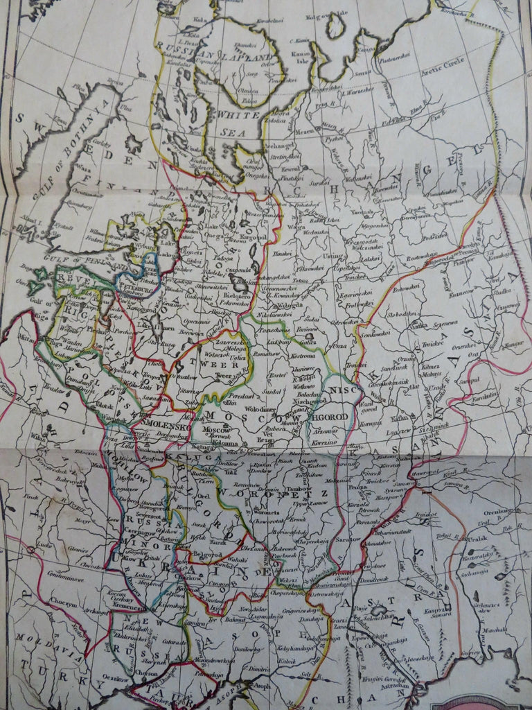 Russian Empire Muscovy Ukraine Crimea Poland Finland 1806 Barlow hand color map