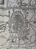 Italy Siege of Turin War of Spanish Succession c.1745 large city plan battle map