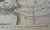 Italy Siege of Turin War of Spanish Succession c.1745 large city plan battle map