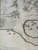 Messina Sicily Italy City & Harbor Plan c.1745 Basire large engraved battle map