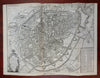 Brussels Brabant Belgium Bruxelles 1745 Basire large fine engraved city plan map