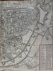 Brussels Brabant Belgium Bruxelles 1745 Basire large fine engraved city plan map