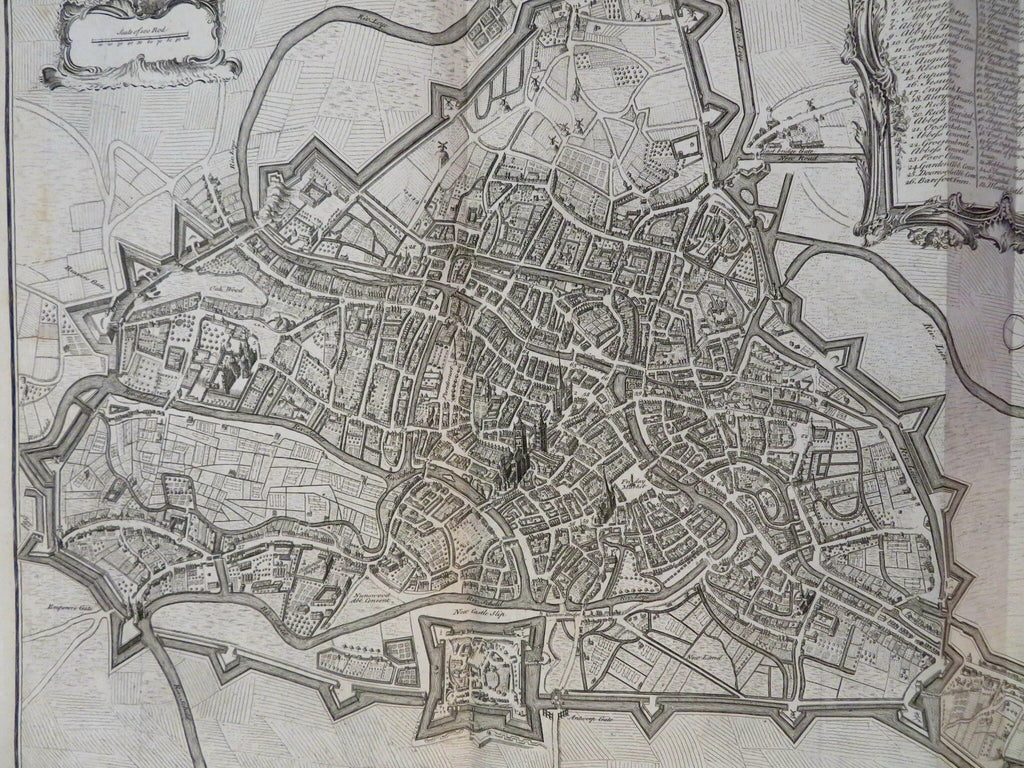 Ghent Flanders Brussels Siege Plan c. 1745 Basire engraved large city plan view