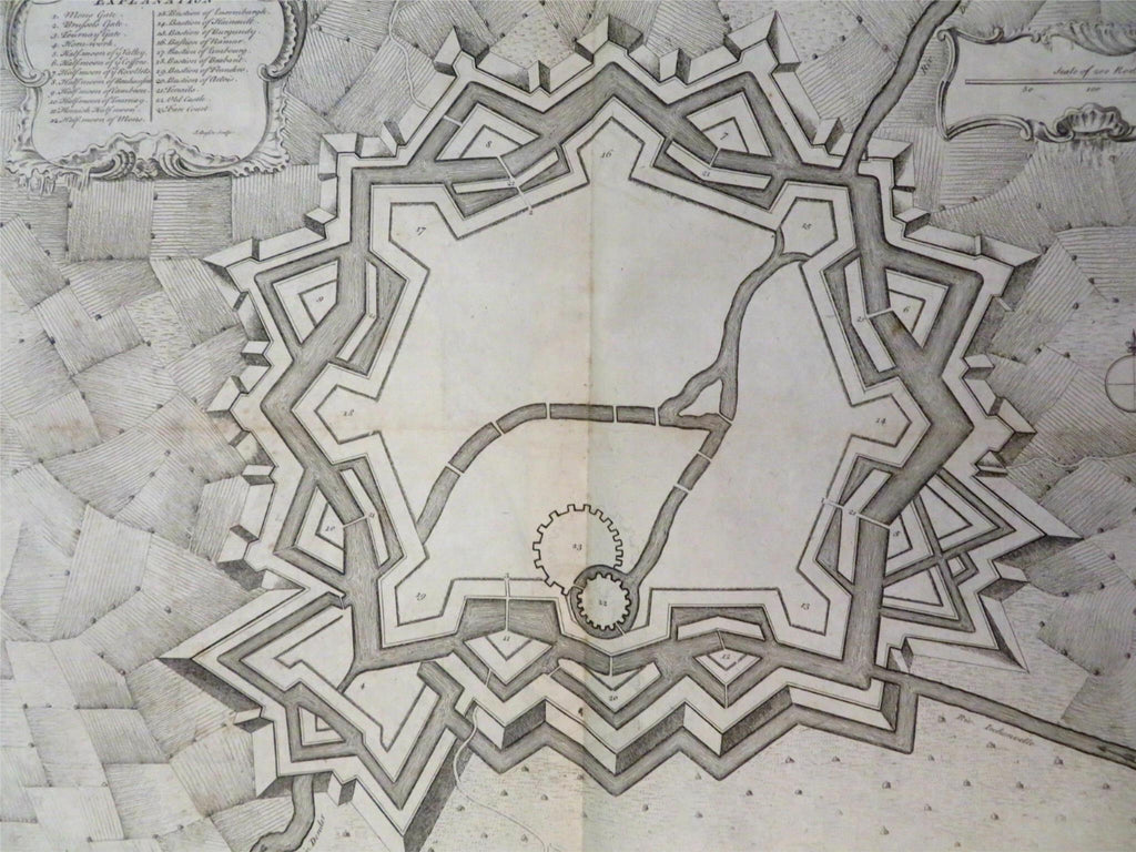 Ath Brabant Belgium Fortifications c. 1745 Basire engraved city plan map