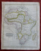 Africa continent Mts. of Moon Gold Coast 1824 Cummings Hilliard scarce map