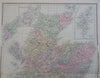 Scotland United Kingdom Edinburgh Aberdeen Glasgow Shetland 1895 Bradley lg. map