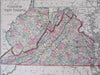 Virginia & West Virginia Richmond Norfolk Charleston 1870 Mitchell map