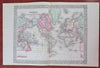 World Map showing exploration tracks Capt. Cook & Wilkes 1871 Mitchell large map