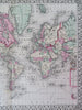 World Map showing exploration tracks Capt. Cook & Wilkes 1871 Mitchell large map